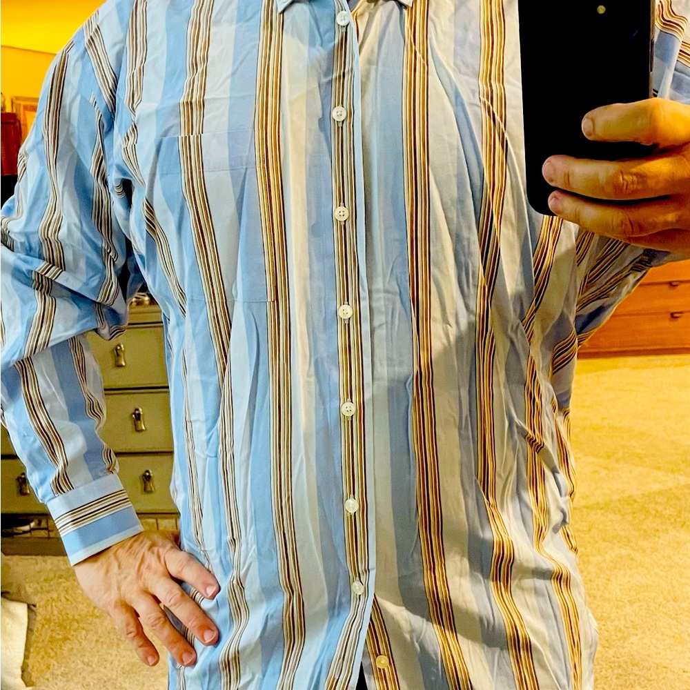 Haupt Evolution great dress, shirt, blues, tans, and browns XXL button down